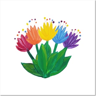 Rainbow Flower Bouquet Posters and Art